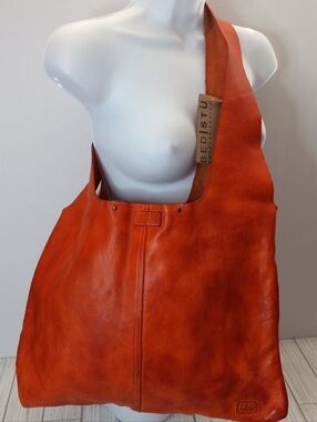 Bed Stu Ariel Leather Oversized Hobo Tote Bag Cobbler Series No-A450188 Orange
